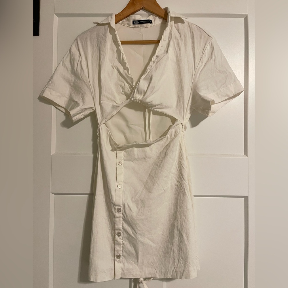 Zara Cutout Linen Blen Mini Dress